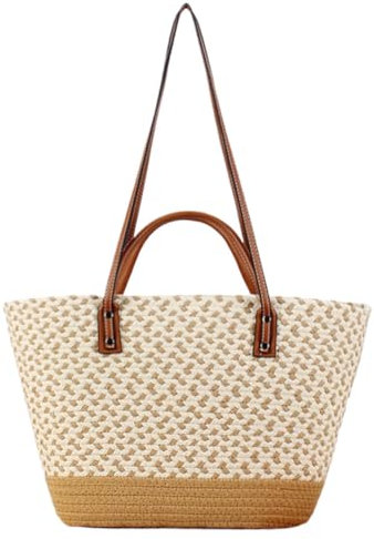 GSenhui Strohtasche Handtasche Stroh Umhängetasche Basttasche Shopper Straw Tote Bag Böhmische Strandtasche Sommer Groß Schultertasche Geflochtene Tasche Frauen Reisen Geschenk