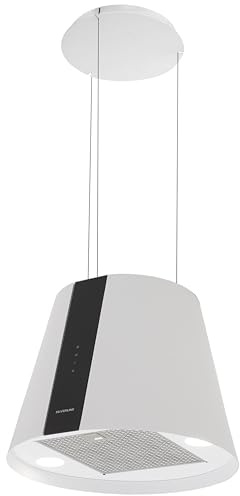 Cappa a Isola Silverline 4386.5.733.04, 50 cm, Bianca, Capacità 659 m3, 3 velocità, controllo touch, rumorosità max 65 db(A), illuminazione a LED 2x2,1W, indicatore di pulizia, telecomando