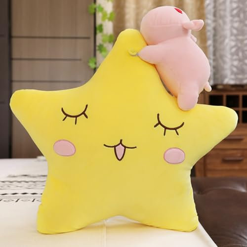 champracer Kuschelkissen Kinder Sternkissen, roba Kuschelkissen in Wolken Form,MondWolkenkissen,Baby Kissen Wolke Deko,Weiche Flauschige Sternform Zierkissen Sofakissen,Weiches Dekokissen (Stern B)