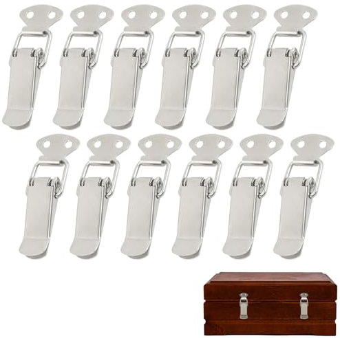YANXINKE Pestillo de Palanca,12pcs Cierre de Resorte de Acero Inoxidable,Cierre de Palanca,Cerradura Candado Carga Caja de Palanca,Pestillo de Palanca de Resorte,Cierre Tensión Acero Inoxidable
