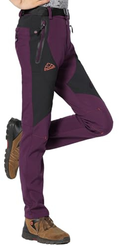 Rdruko Softshellhose Damen Wanderhose Winter Skihose Wasserdicht Violett XL