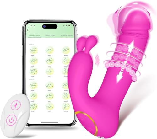 App Vibrateur Gode Réaliste Sex Femme Bluetooth Vibromasseur pour Femmes avec App à Distance,Vibrateur Télécommandé Silencieux pour Couples