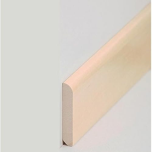 PROVISTON Plinthe en bois massif Abachi - 10 x 58 x 2400 mm - Plinthe en bois massif à coller, visser et clouer - 2,4 m - 1 pièce