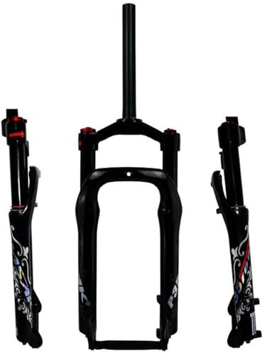 MREGLHUI Forcella Anteriore per Bici da Neve con Forcella Ad Aria, per Pneumatici Larghi da 4,0, Accessori per Bici, Freno A Disco QR, Escursione da 9 Mm, 120 Mm, Ammortizzatore,Matte Black,20in