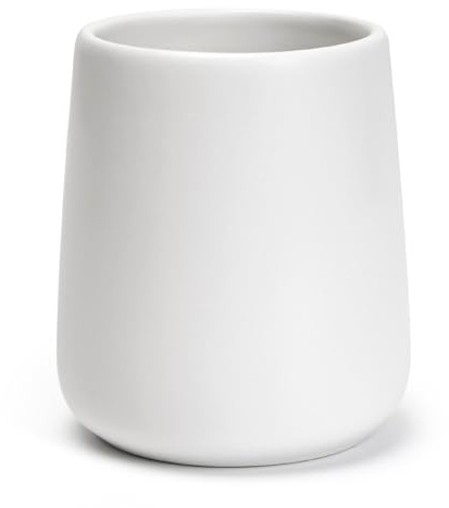 UHEY HOME Bathroom Tumbler Cup Ceramic 13.5oz Reusable Toothbrush Cup 400ml, Toothbrush Holder Adequate for Your Bathroom (White)