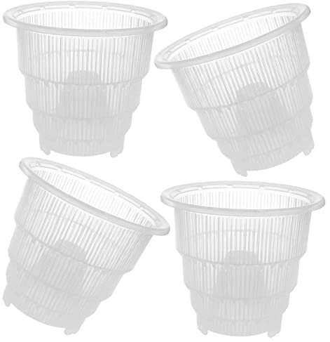 Sosoport Paquete De 4 Macetas De Plástico Transpirables para Orquídeas con Agujeros Y Platillos para Jardín