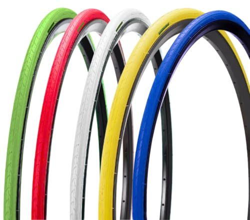 Farbige Reifenabdeckung 700 x 23C (23-622) + Ventil Presta Reifen SLICK FIXED für Rennrad Road (rot, 48 mm)