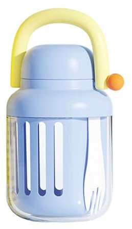Zeiwohndc Tasse Sécurise avec Cuillère Plastique Alimentaire Tasse Secoue Secoue Salade Portable avec Cuillère Bouteille Pratique pour L'activité Extérieure