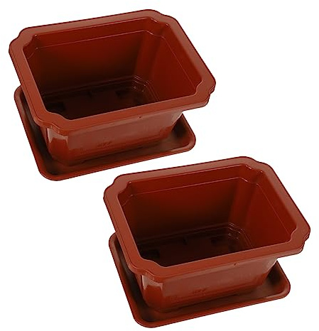 HIAKDOFT 2sätze Rechteckiger Bonsai-blumentopf Aus Kunststoff Pflanztopf Mit Drainagelöchern Für Garten Und Büro Von Großen Bonsai-containern Für Grünprojekte