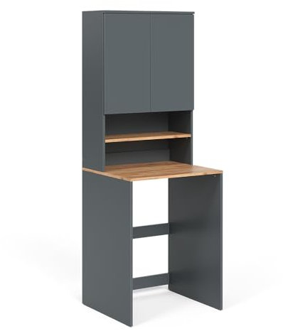 Vicco Mobile per lavatrice Antracite/Rovere Goldkraft Viktor 68x88x60 cm - Mobiletto da bagno per lavatrice, spazio aggiuntivo sopra l'elettrodomestico per detersivi e accessori