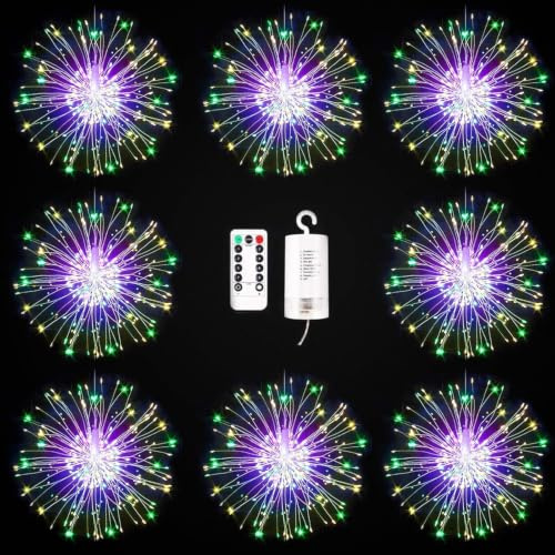 KIKILIVE Luci Fuochi d'Artificio Fatate Natalizie da Esterno,Catena Luminosa Filo di Rame con 120 LED,Luci Addobbi Natalizi Stringa Lampada 8 modalità