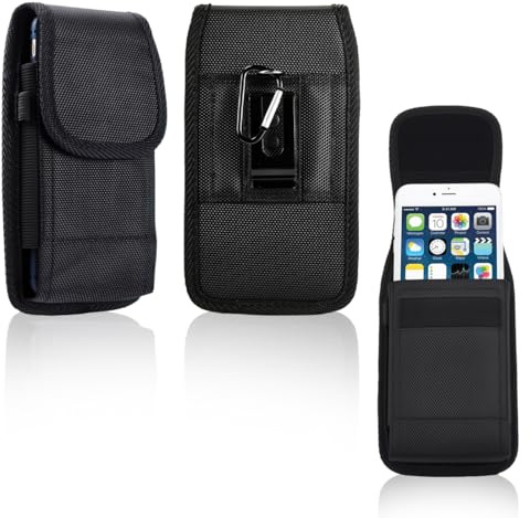 COYUN Funda Cinturón Móvil con mosquetón Clip, Nailon Bolsa Cintura con Presilla para Cinturón,Porta Movil Cinturon con Cinturón EDC, Adecuado para Deportes al Aire Libre y Trabajo (Negro)