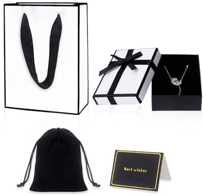 Nideen Schmuck Geschenkbox Set, kleine Schmuckkästchen 9× 7× 3 cm mit Samtbeutel, Geschenktüte & Karte für Armbänder, Halsketten & Ohrringe