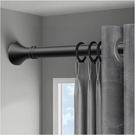 Ausziehbar Duschstange 1m 1.5m 2.5m 3.5m 4m 5m Duschvorhangstange, Einstellbar Ohne Bohren Gardinenstange Klemmstange Teleskopstange Spannstange Vorhangstange(Schwarz,0.4-0.55m/15-21)