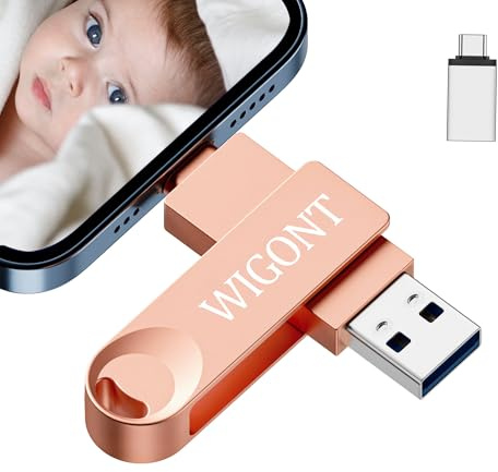 WIGONT 3 in 1 256 GB Speicherstick lphone,lpad Android, PC und Tablet | USB Stick für Handy Speicherstick mit Typ-C-Adapter.usb stick lphone um Mehr Fotos und Videos zu Speichern