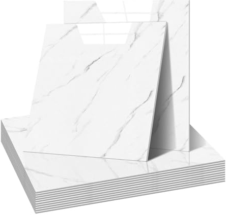 12 Piezas Mármol Azulejos Adhesivos Baño PVC- 30x30 cm Adhesivos para Azulejos de Mármol, Azulejos Adhesivos Cocina, Resistentes al Agua y a la Suciedad, se Pueden Cortar, Para Baño, Cocina, Salón
