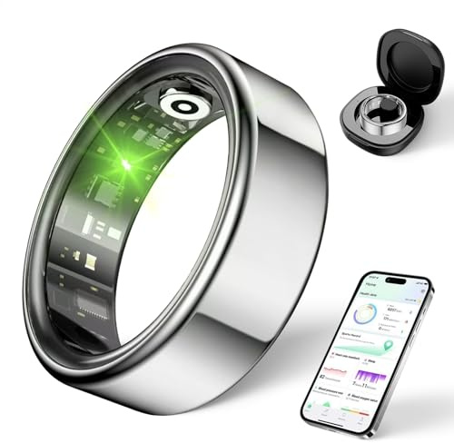 BLO2BIRO Smart Ring Health Tracker for Men Women Sleep Heart Rate Blood Monitor Waterproof Fitness Ring Android iOS Monitor Activity Tracker for Sports Time, Distance health rings for women Size#10