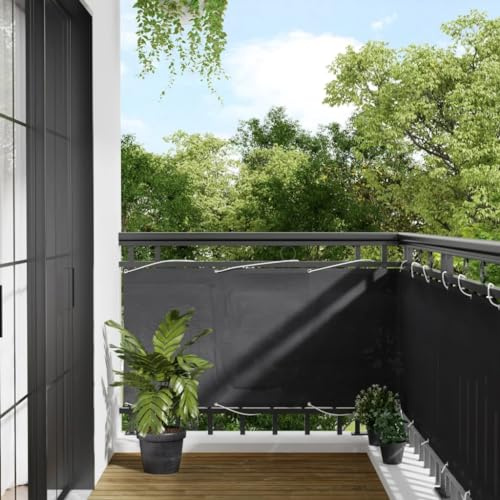 Voile d'ombrage de plage, brise-vue, anthracite, 75 x 700 cm, en polyester Oxford, pour balcon, terrasse, jardin, installation facile
