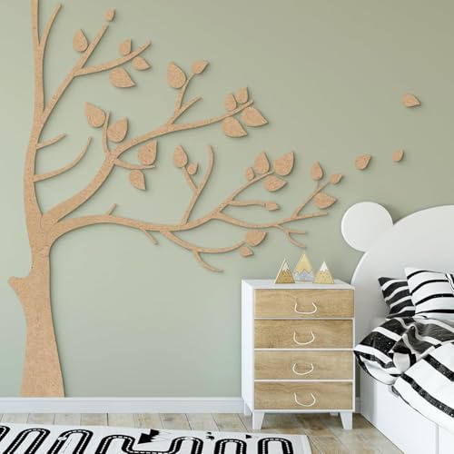 K&L Wall Art Kinderzimmer Holzdeko Baum Wanddeko aus Holz Boho Deko Wohnzimmer Holzbild XXL MDF natur 150x180 cm, 84-tlg.