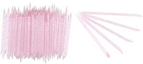 Palillo de uñas desechable, 100 unidades de palillos de uñas de doble cara, multifuncional, empujador de cutículas, herramienta de manicura y pedicura para manicura y pedicura (Rosa)