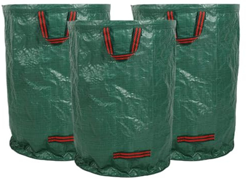 Bolsas de jardín,3 unidades recogedor de residuos | Sacos para Residuos Vegetales con Asas Reforzadas | Para Jardinería, Camping, Limpieza de Patio y Exteriores