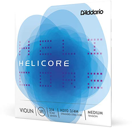 D'Addario Helicore Geigensaiten - Violine Saiten - H310-3/4M Violine Saitensatz mehrfach verdrillter Stahlkern 3/4 Medium