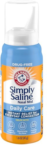 ARM & HAMMER Simply Saline Nasal Care Daily Mist 1.6oz – Instant Relief for Every Day Congestion – One 1.6oz Bottle