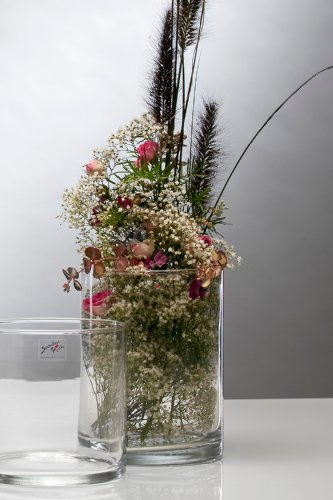 Vaso in vetro Cyli cilindrico diametro 15 cm, di Sandra Rich - trasparente, 20 cm