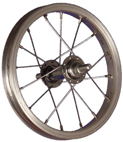 12 Zoll Vorderrad mit Alufelge und Vollachse – Robustes Kinder- & Anhängerrad aus Aluminium, Silber