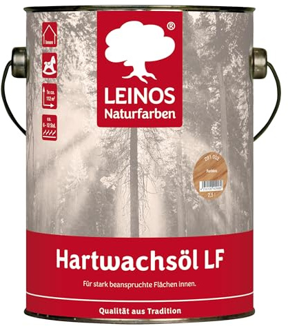 LEINOS Hartwachsöl LF 291 farblos – lösemittelfrei für Holz- & Korkböden, Möbel & Innenflächen – seidenmatt, offenporig, wasserabweisend & strapazierfähig – 2,5 L für den Innenbereich