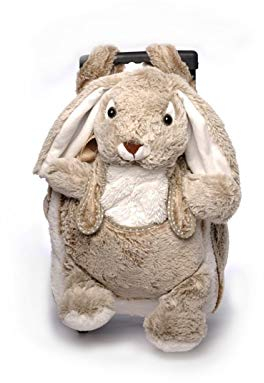 Inware 7609 - 3in1 Kindertrolley, Rucksack, Schmusetier, Hase, beige/meliert