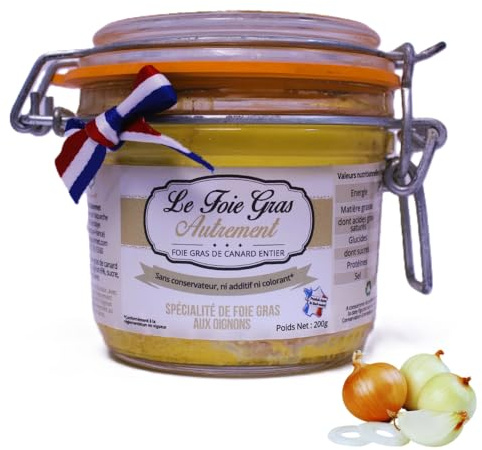 Foie Gras vom ganzen Entenleber mit milden Zwiebeln 200 g – Relais Gourmet | Feine süßliche Zwiebelnote | Ohne Konservierungsstoffe, Zusatzstoffe oder Farbstoffe | Ausdruck des französischen Terroirs
