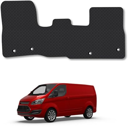 Ford Transit Custom (2013-2023) [Manual] Rubber Van Mats Accessories Tailored Fit Compatible Accessory Waterproof Protection Non-Slip Car Floor Mats 3mm Thick Full Coverage Durable Coverage with Clips