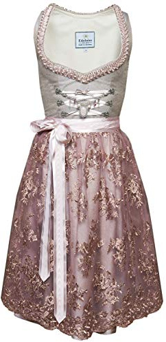 Edelnice Trachtenmode Esclusivo design Midi Dirndl Ophelia con grembiule Dirndl in pizzo e Charivari, taglia 32-54, Ofelia, 58