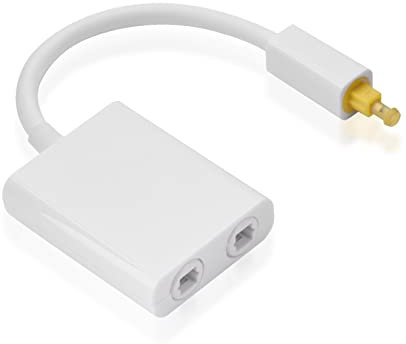 Tihebeyan Cable optique optique de fibre d'adaptateur de diviseur de Toslink audio optique num¨¦rique de double port(White)