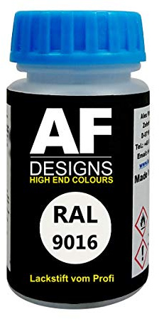 Alex Flittner Designs Lackstift RAL 9016 VERKEHRSWEISS glänzend 50 ml Acryl | Hochwertiges Lackstift (lösemittelhaltig) - ideal geeignet für Hobby, Freizeit, Modellbau, Basteln und um Kunststoff - oder