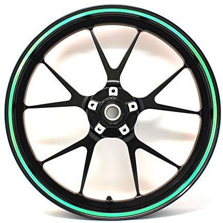 Felgenrandaufkleber Felgenrand Stripes Breite 7mm Chrom Hologramm mit Montagetool 16 17 18 19 Zoll für Auto Motorrad Felgen Aufkleber (Hologramm Grün)