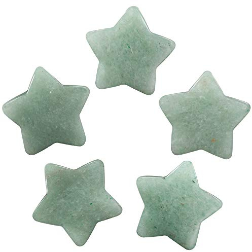 Nupuyai 5 STK. Stern Steine Handschmeichler Edelsteine Glücksbringer Deko | Grüner Aventurin, Handschmeichler Heilsteine, Kristall Glückssterne für DIY Schmuck&Meditation, Wohn Büro Deko