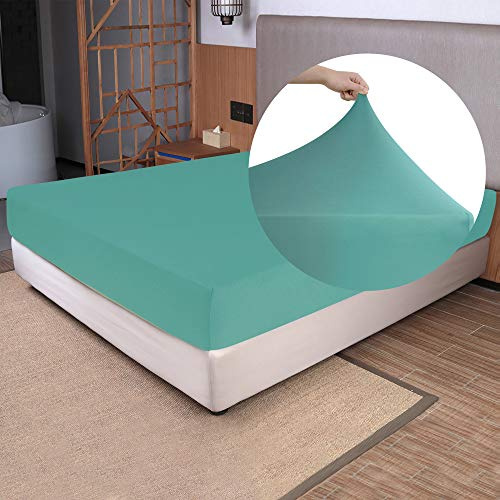 Lenzuolo con angoli morbido elasticizzato per letto singolo, in jersey elasticizzato a 4 vie, sensazione di t-shirt e ultra morbido, senza pieghe, antiscivolo e aderente per materasso (profondo: 12,7