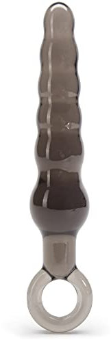 Lovehoney Grey Beaded Anal Prober with Finger Loop 5.25 - Soft Plastic - Beginner Friendly
