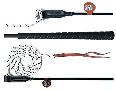 JA Horse JA0035 Kontaktstock mit Seil für Bodenarbeit, Schwarz, 120 cm | Training 100 / 120 cm, Bodenarbeitstick Reitstick Pferdestick Longiergerte Finesse Stick Carrot Stick Horsemanship