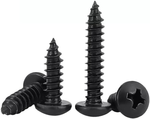3.5x20 (6x3/4) BLACK POZI WOOD SCREW ROUND HEAD BLACKJAX POZIDRIVE JAPANNED PHILLIPS HEAD SMALL STEEL SCREWS CHIPBOARD MDF CABINET FURNITURE (Pack of 20, 50, 100) (100)