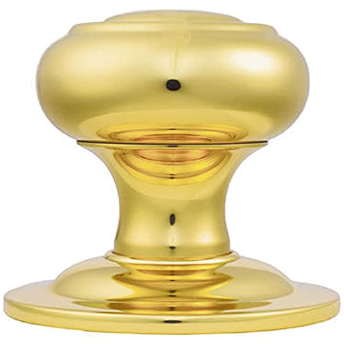 75mm Centre Door Knob - Polished Brass - Outdoor External Front Door Handle | Large Centre Door Knob for Front Doors - External Pull Door Knob - Decorative Weatherproof External Handle