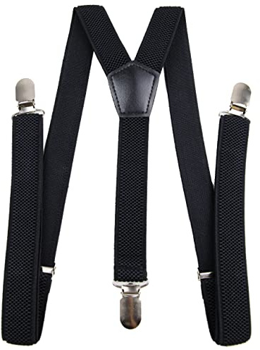irisaa Hosenträger Damen Y-Form für Arbeitshosen Skihose Fest, Unifarbe mit 3er Starken Clips, 2.5cm Breit, Unisex