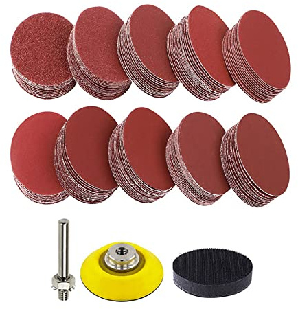 PamtnsJuego de Discos de Lija 103 Piezas Kit de Almohadillas de Discos de Lijado Discos de Lijado Lija para Taladro Discos Hook and Loop Grano para Herramientas Rotativas de Amoladora