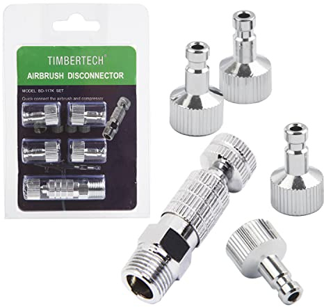 Timbertech Airbrush-Schnellentriegelung mit 4 x G1/8-Zoll-Steckern und weiblichem Schlauchanschluss für Airbrush und Luftschlauch, Schnellspanner