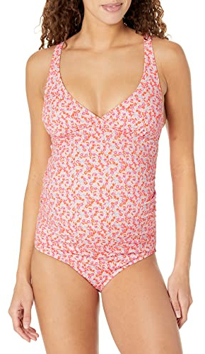 Amazon Essentials Costume da Bagno Premaman con Scollo a V Donna, Pesca Pallido Micro Floreale, 52
