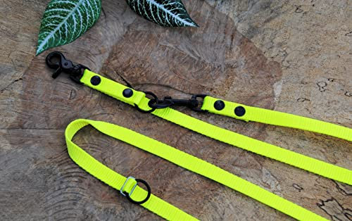 Extra Lange Leine Nylon Neon-Gelb, 4-Fach verstellbar 3m x 15mm, Scheren-Karabiner