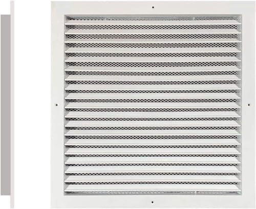Byson Grille de retour d'air fixe en aluminium avec revêtement en poudre blanche avec maille anti-oiseaux (50,8 x 50,8 cm)