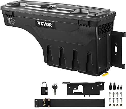 VEVOR Scatola di Immagazzinaggio per Auto Nero, capacità Massima 6,6 Galloni Cassetta degli Attrezzi del Camioncino in ABS e Acciaio al Carbonio, Adatta a Dodge RAM 1500 2019-2021 Lato Passeggero
